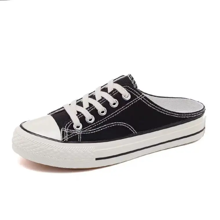 Women Canvas Slip-On Heelless Shoes White 2024 - Image 5