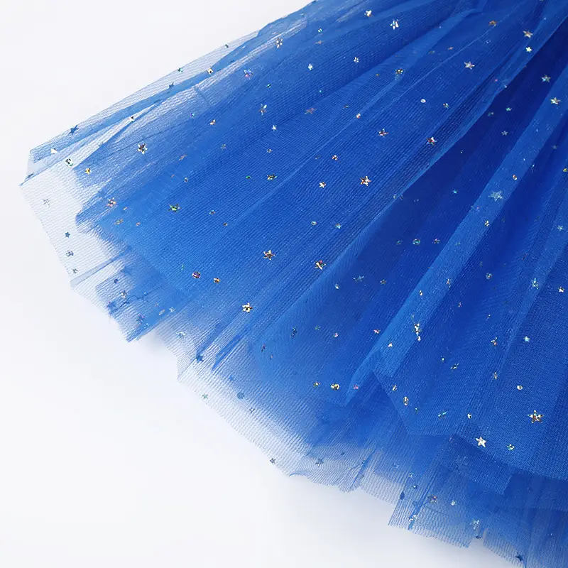 Pink Three-Layer Star Sequined Mesh Skirt for Girls - Image 15