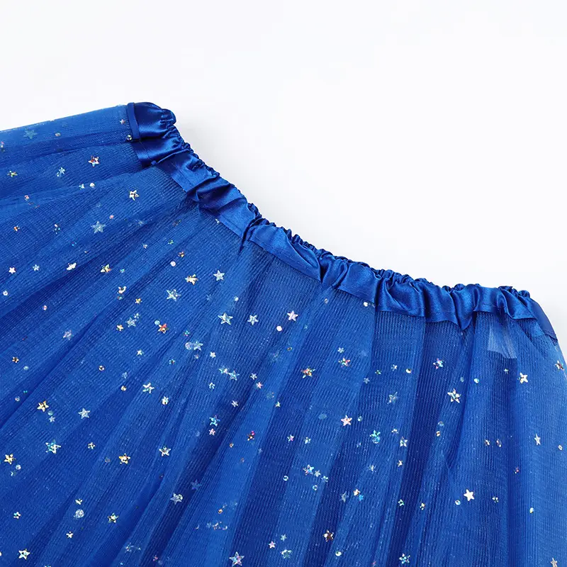 Pink Three-Layer Star Sequined Mesh Skirt for Girls - Image 16