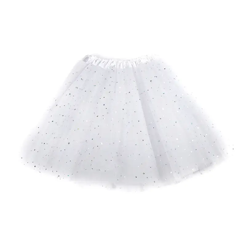 Pink Three-Layer Star Sequined Mesh Skirt for Girls - Image 2