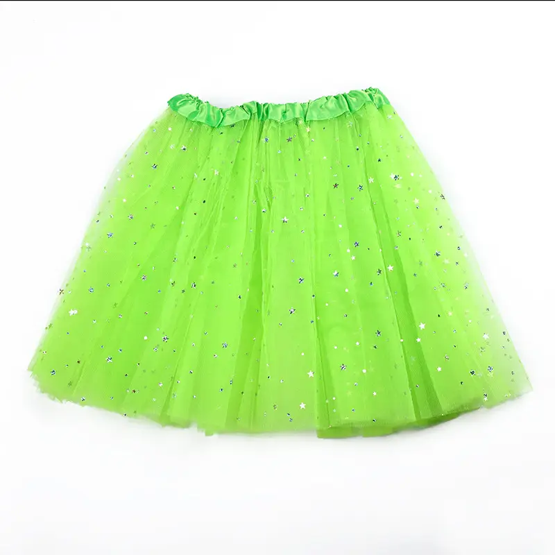 Pink Three-Layer Star Sequined Mesh Skirt for Girls - Image 8