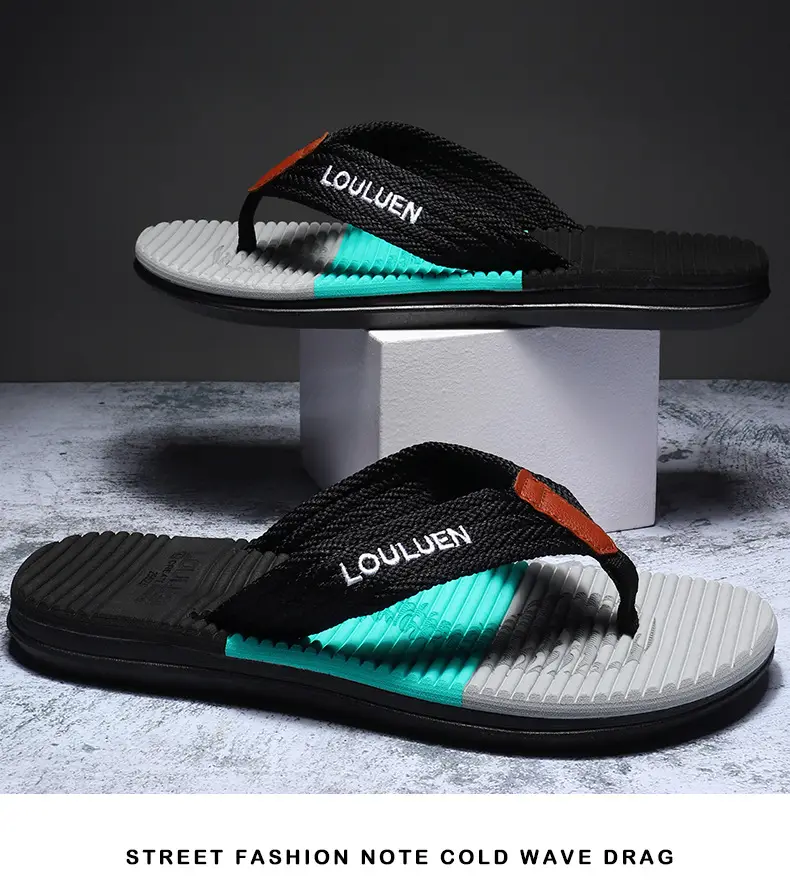 Summer Men's Blue Red Flip Flops Wholesale — feature 12