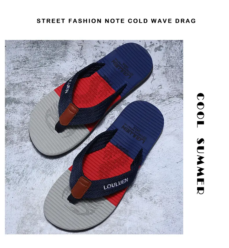 Summer Men's Blue Red Flip Flops Wholesale — feature 14