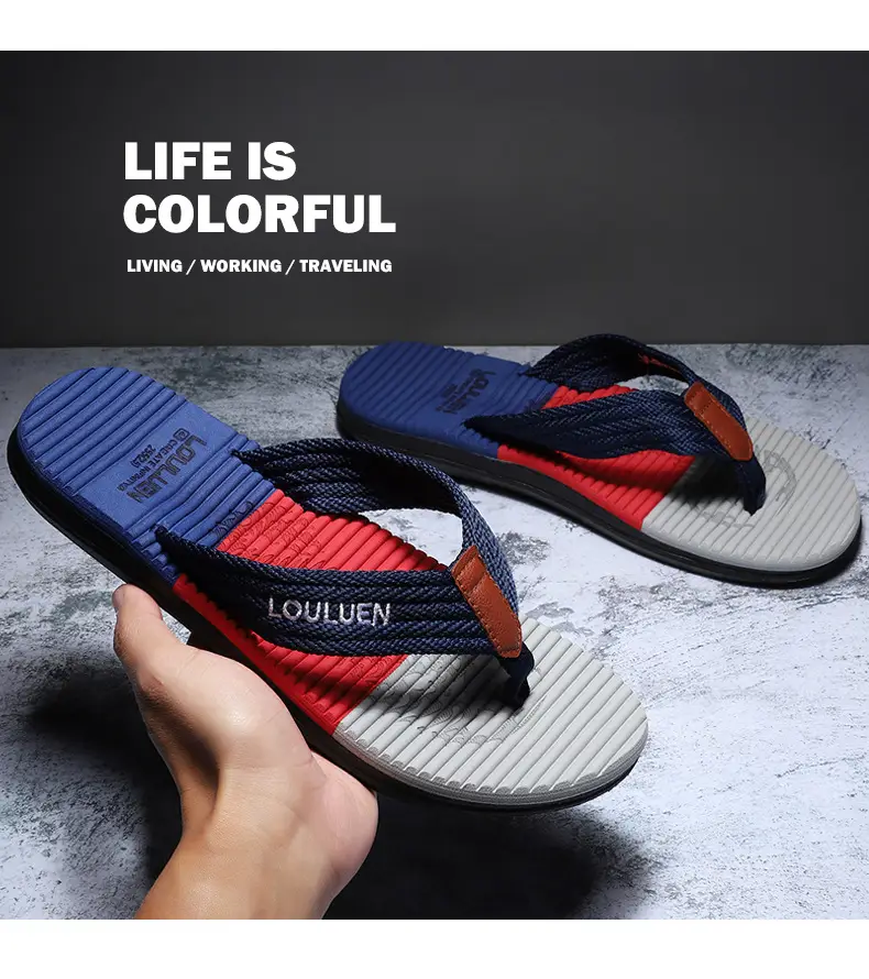 Summer Men's Blue Red Flip Flops Wholesale — feature 15