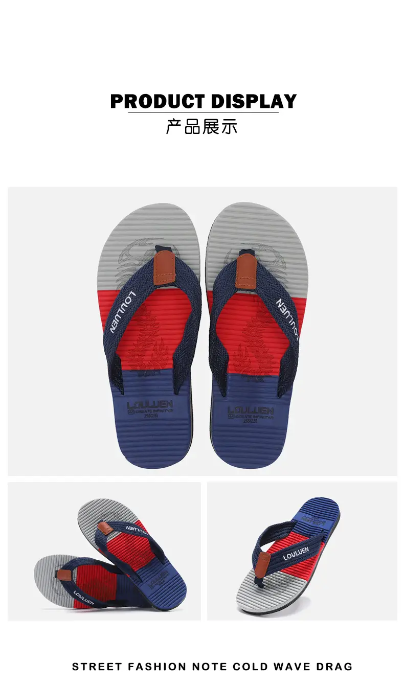 Summer Men's Blue Red Flip Flops Wholesale — feature 16
