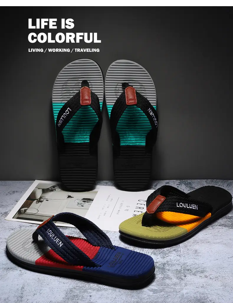 Summer Men's Blue Red Flip Flops Wholesale — feature 5