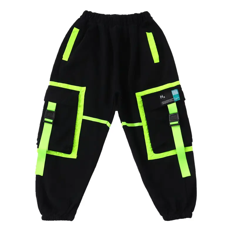 Street Hip Hop Performance Suit Boys Girls Black Neon - Image 2