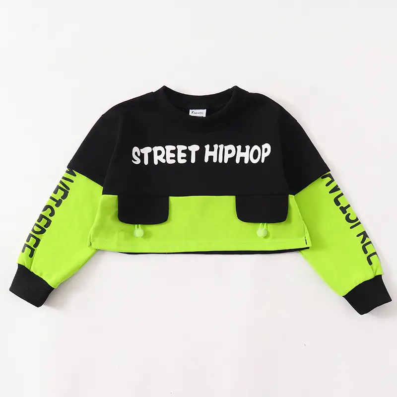Street Hip Hop Performance Suit Boys Girls Black Neon - Image 3