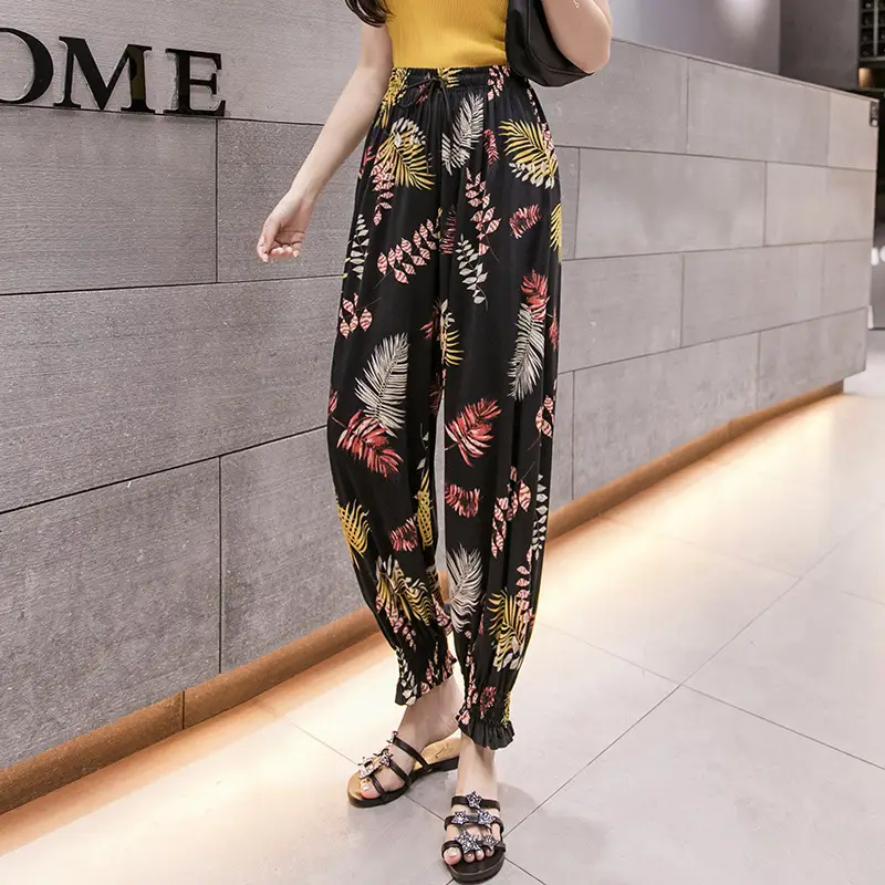 Printed Ice Silk Lantern Pants for Women - Image 12