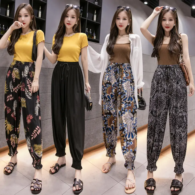 Printed Ice Silk Lantern Pants for Women - Image 13