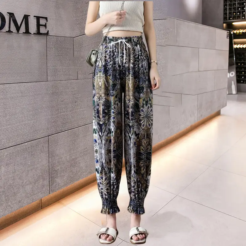 Printed Ice Silk Lantern Pants for Women - Image 10