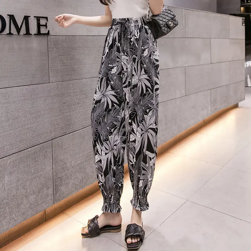 Printed Ice Silk Lantern Pants for Women - Image 4