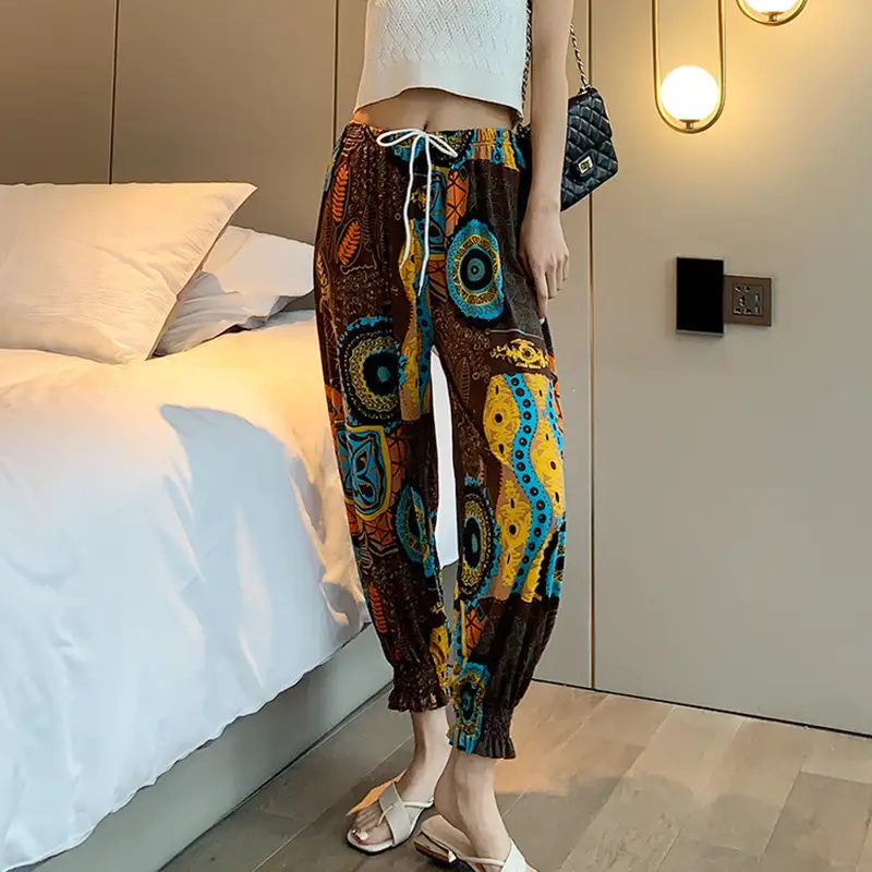 Printed Ice Silk Lantern Pants for Women - Image 7