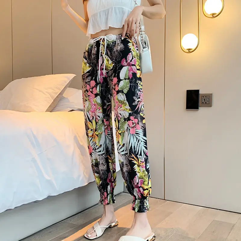 Printed Ice Silk Lantern Pants for Women - Image 8