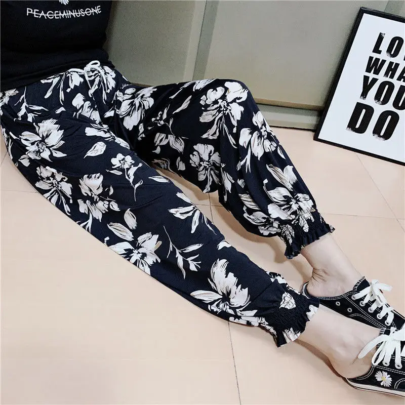 Printed Ice Silk Lantern Pants for Women - Image 9