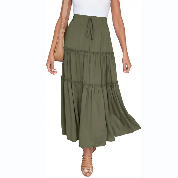 2025 High-Waisted Pleated Skirt Blue A-Shaped - Image 30