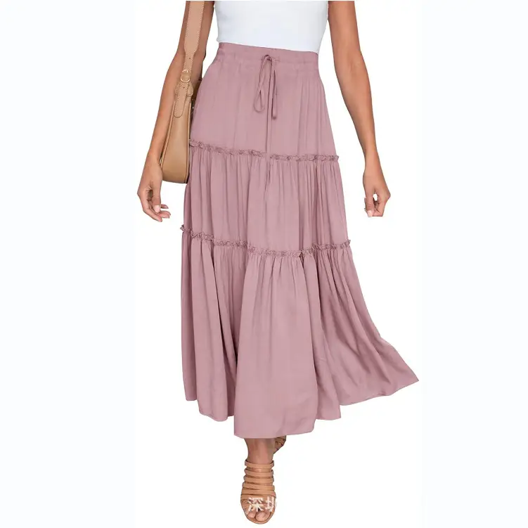 2025 High-Waisted Pleated Skirt Blue A-Shaped - Image 32