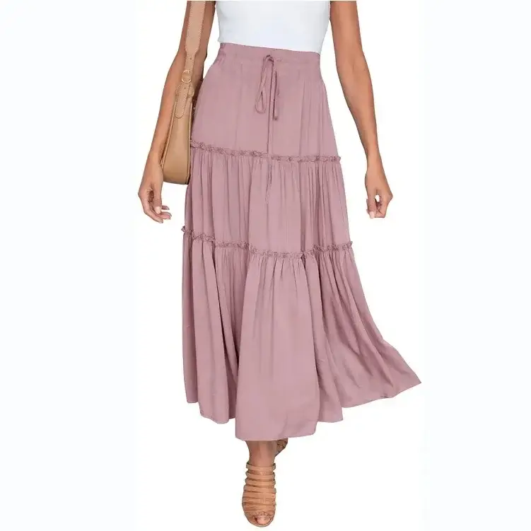 2025 High-Waisted Pleated Skirt Blue A-Shaped - Image 11