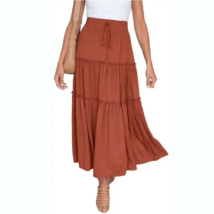 2025 High-Waisted Pleated Skirt Blue A-Shaped - Image 15