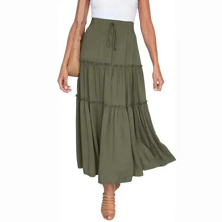 2025 High-Waisted Pleated Skirt Blue A-Shaped - Image 19
