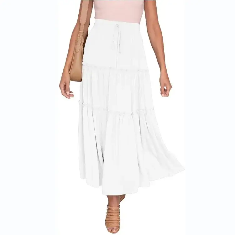 2025 High-Waisted Pleated Skirt Blue A-Shaped - Image 2