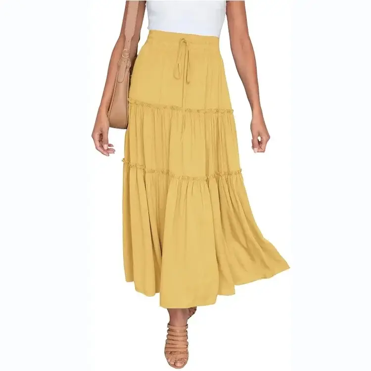 2025 High-Waisted Pleated Skirt Blue A-Shaped - Image 25