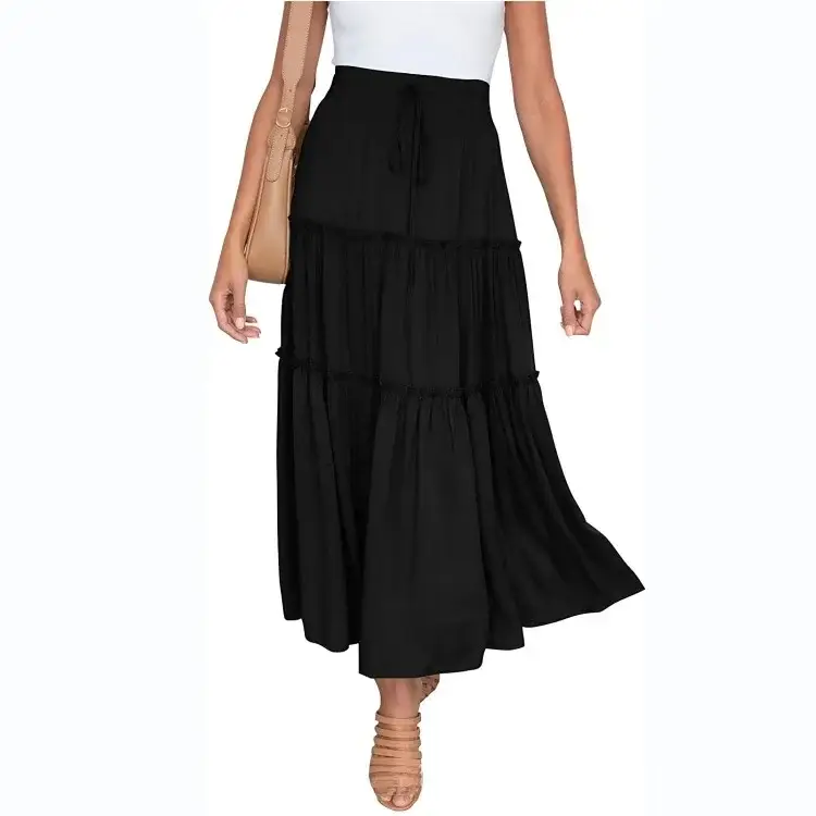 2025 High-Waisted Pleated Skirt Blue A-Shaped - Image 8