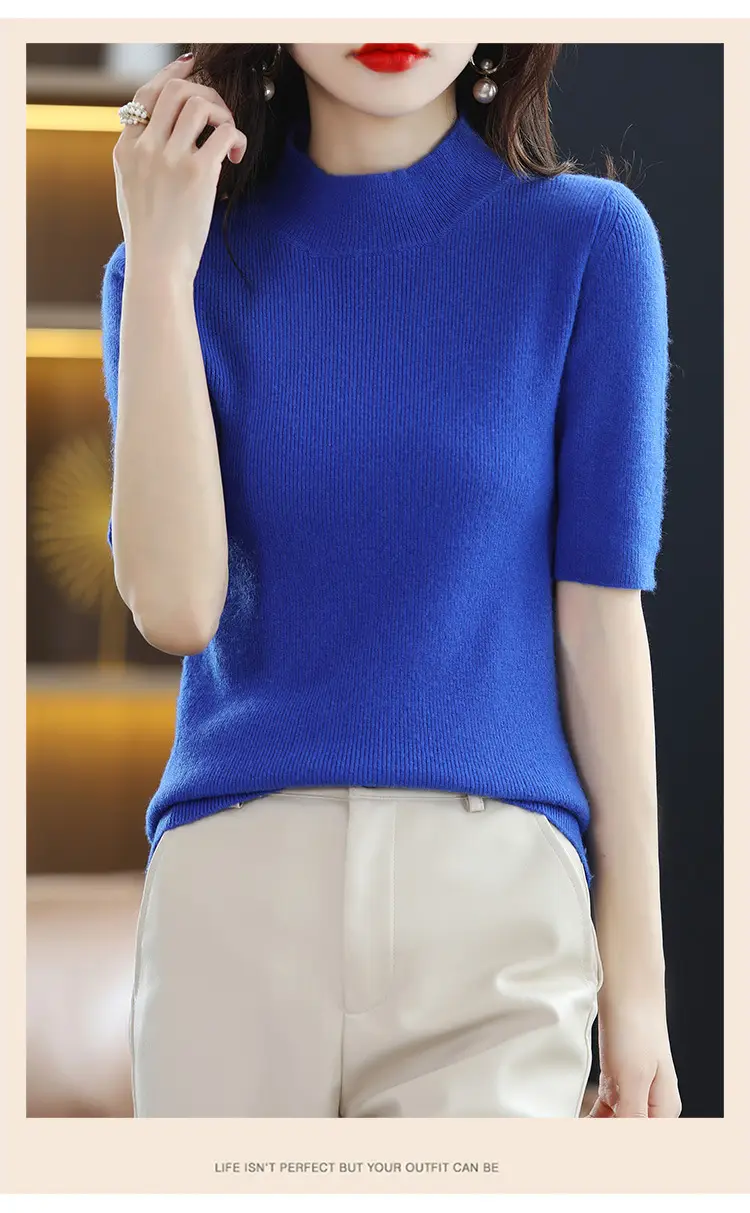 Women's Grey Knitted Mid-Sleeve Pullover Slim Fit — feature 17