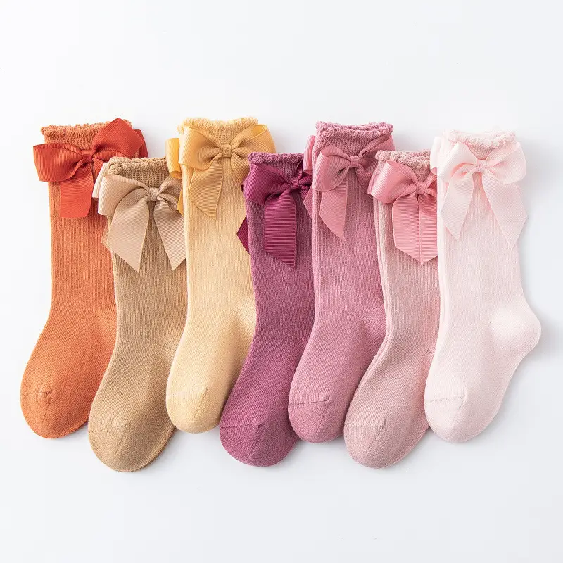 New Style Calf Socks for Girls Pink Bow Bow