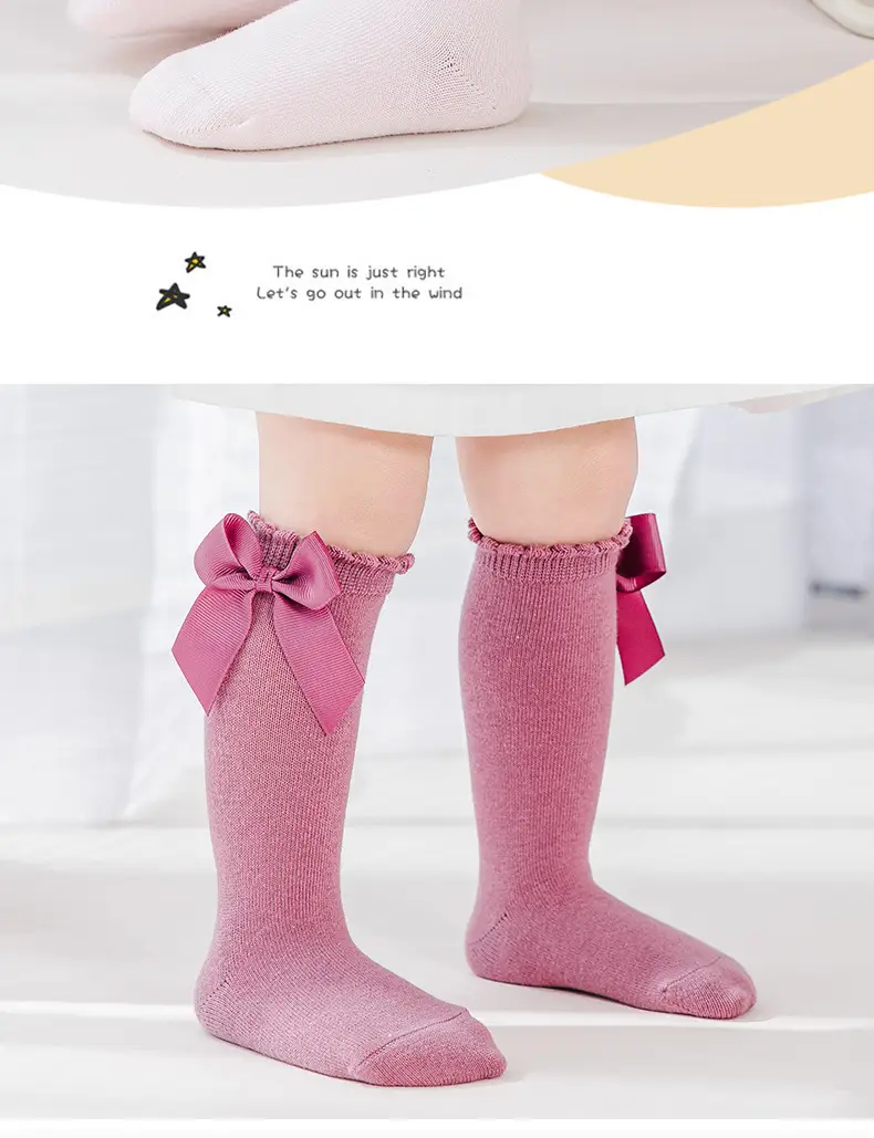 New Style Calf Socks for Girls Pink Bow Bow — feature 11