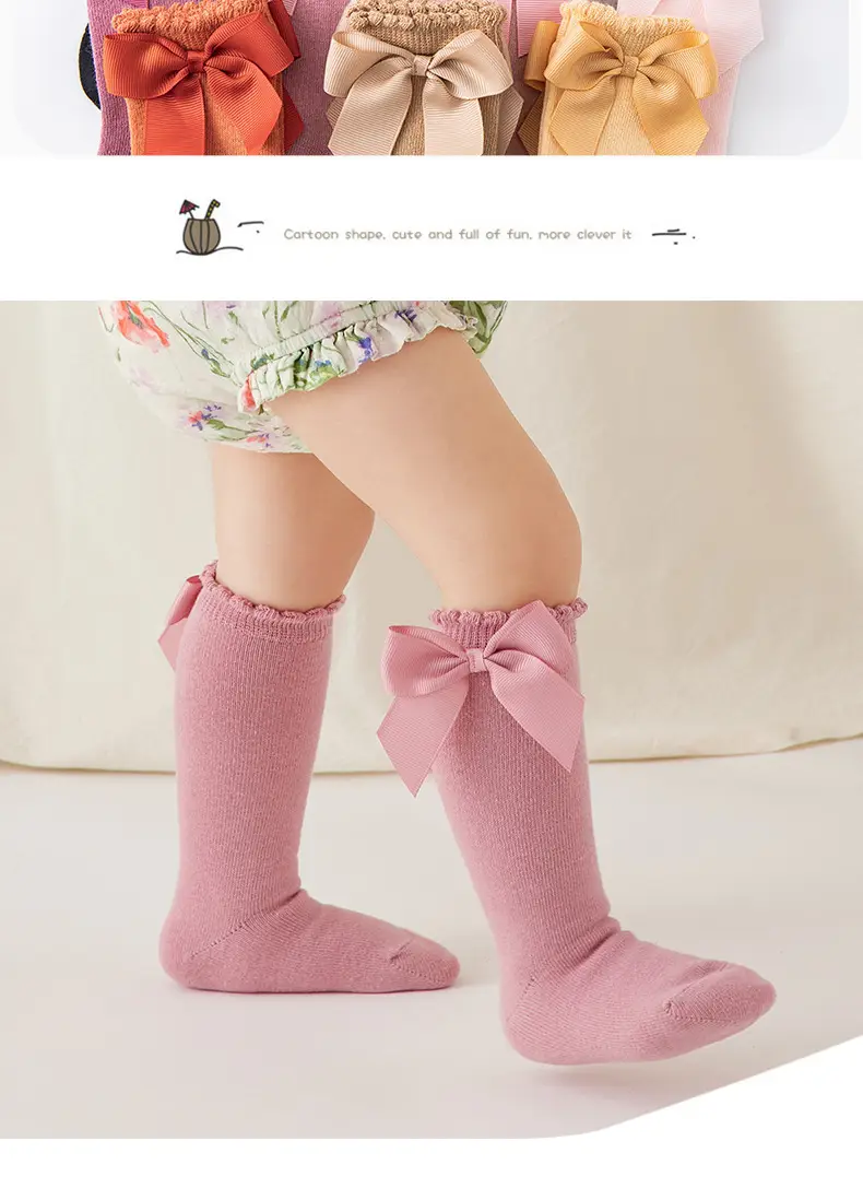 New Style Calf Socks for Girls Pink Bow Bow — feature 13
