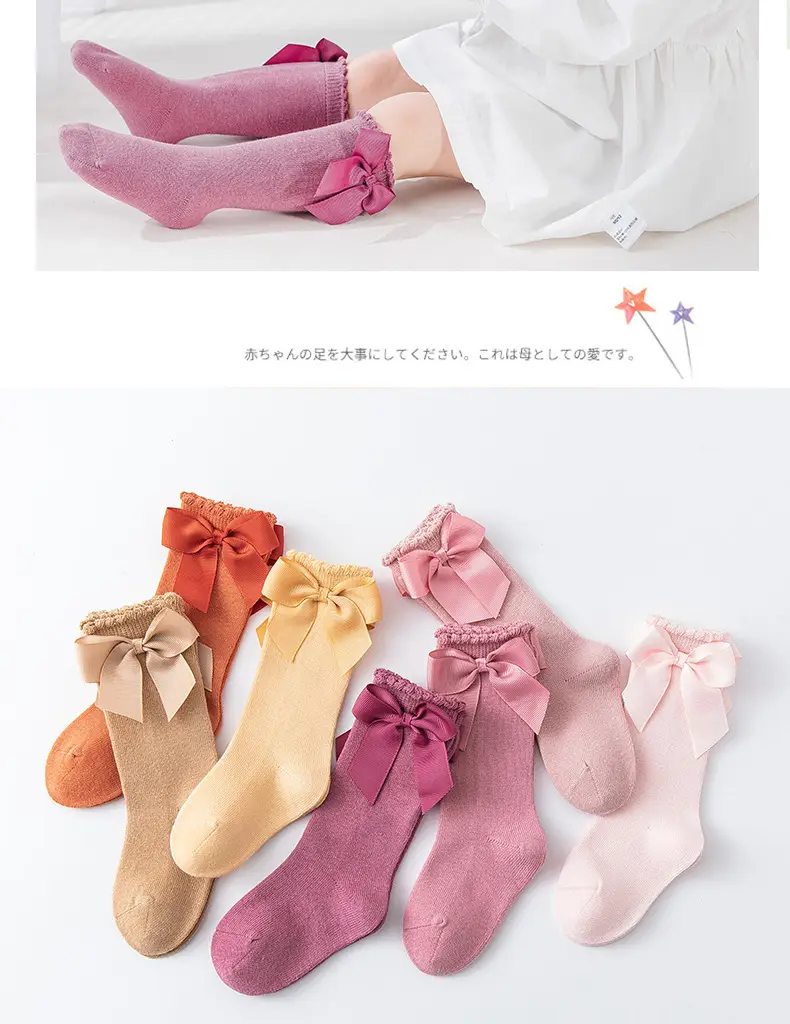 New Style Calf Socks for Girls Pink Bow Bow — feature 15
