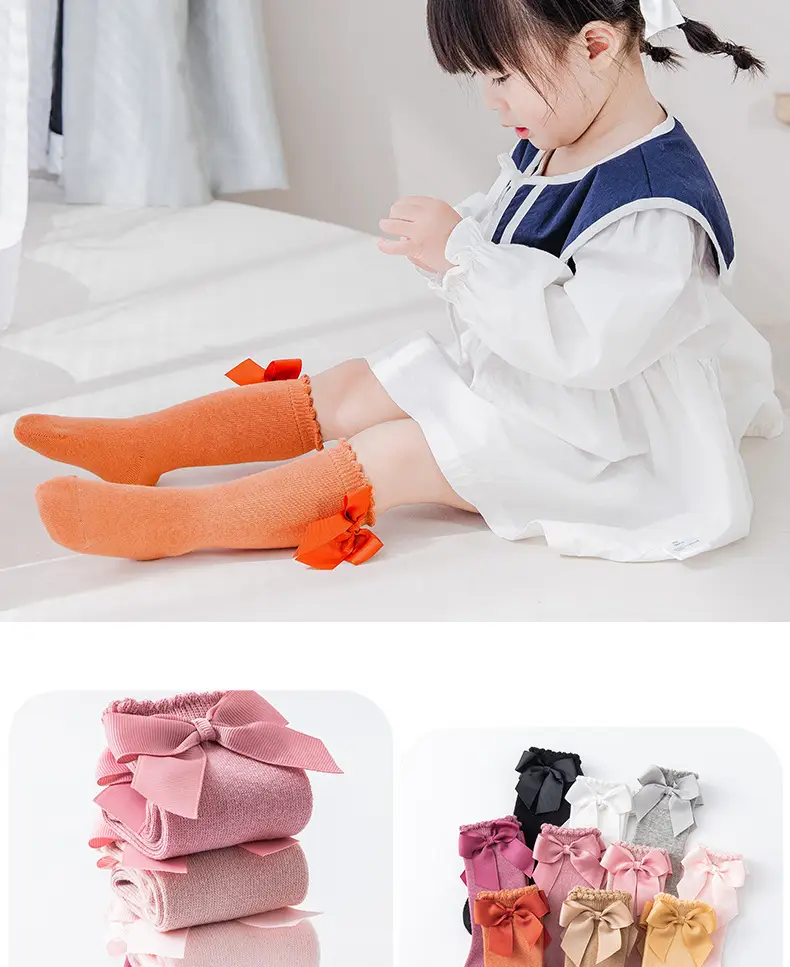 New Style Calf Socks for Girls Pink Bow Bow — feature 9