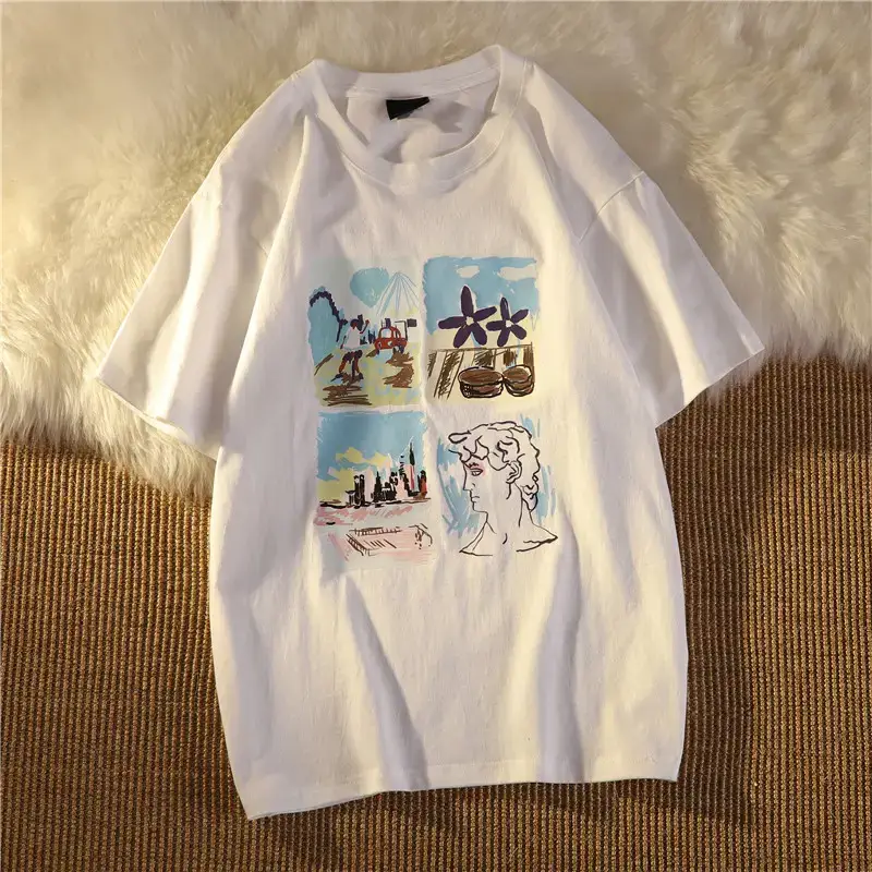 Vintage Korean Style Short Sleeve T-Shirt Women 2025 — feature 22