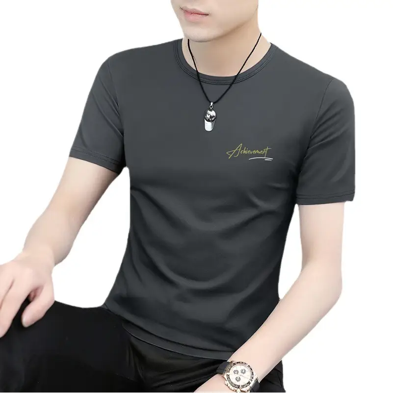 Ice Silk T-Shirt for Men Black White Quick Dry