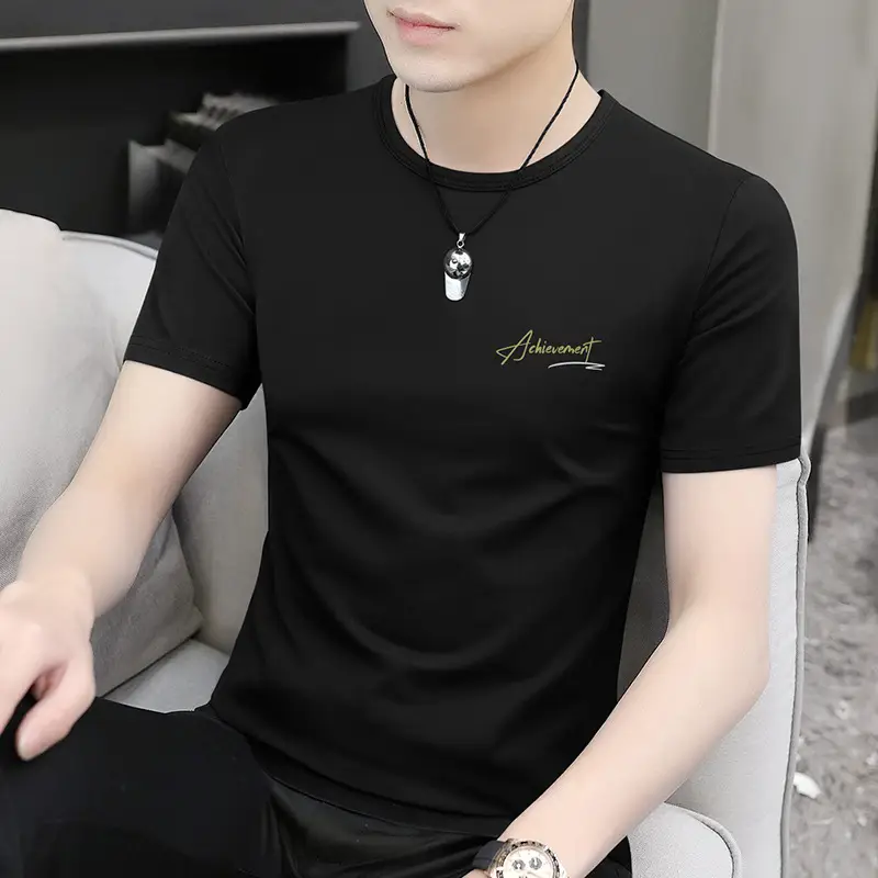 Ice Silk T-Shirt for Men Black White Quick Dry - Image 2