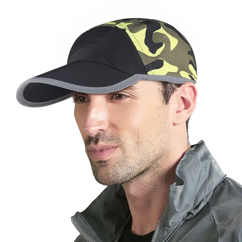 Men's Camo Running Cap Lightweight Breathable Black - Image 5