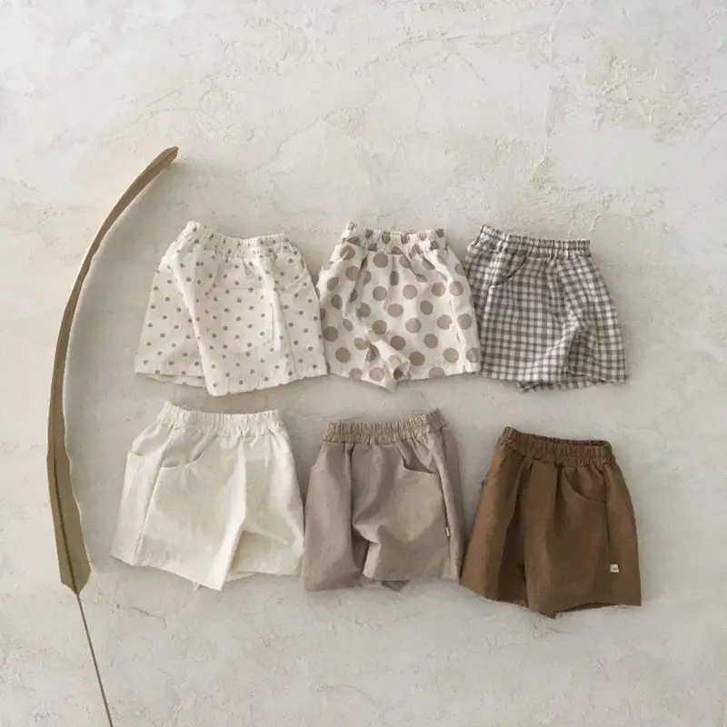 Infant Cotton Linen Shorts Set Spring Summer Loose Breathable