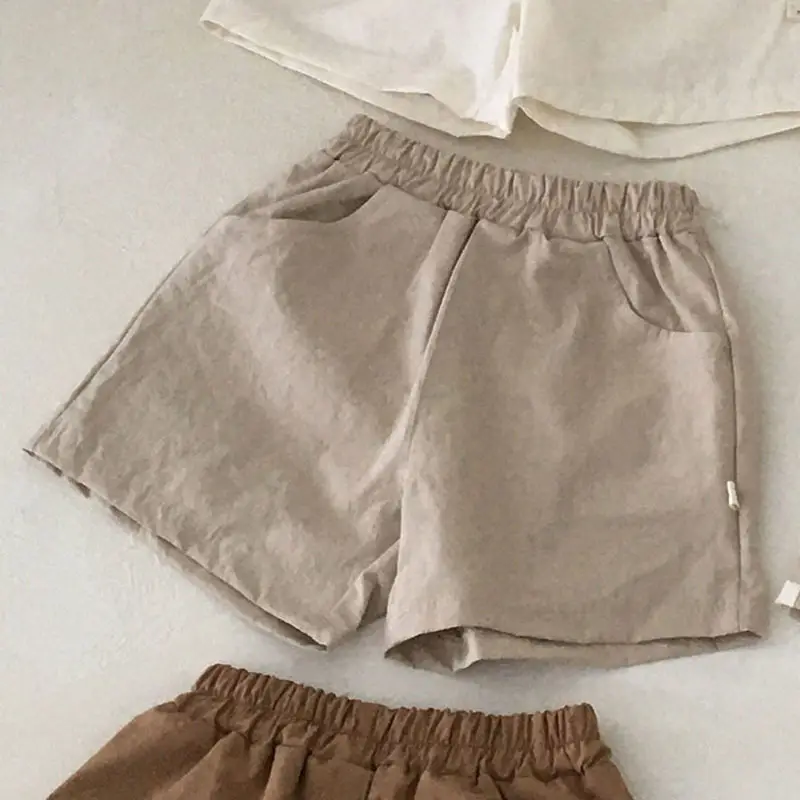 Infant Cotton Linen Shorts Set Spring Summer Loose Breathable