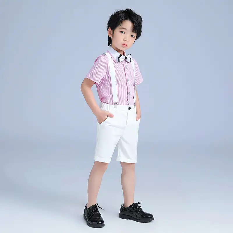 Boys' Pink Striped Short Sleeve Shirt for Baby Show