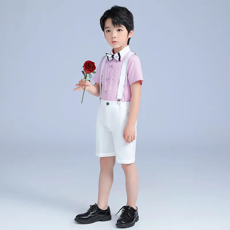 Boys' Pink Striped Short Sleeve Shirt for Baby Show