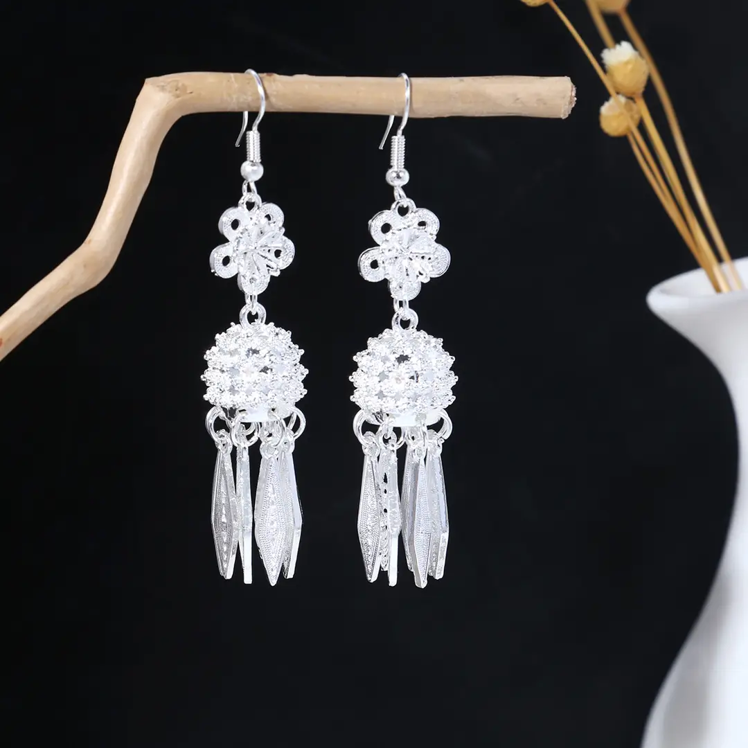 Retro Bohemian Earrings Turquoise Carved Owl Dream Catcher Feather Tassel Earrings Cross-Border Jewelry — feature 11