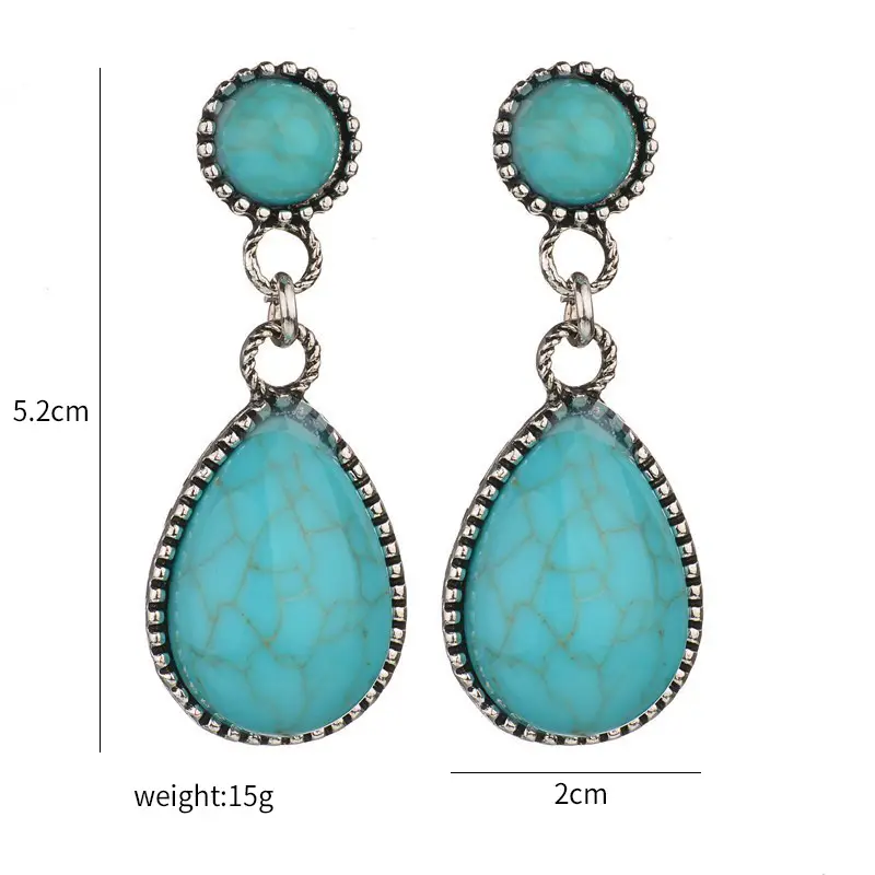 Retro Bohemian Earrings Turquoise Carved Owl Dream Catcher Feather Tassel Earrings Cross-Border Jewelry — feature 14