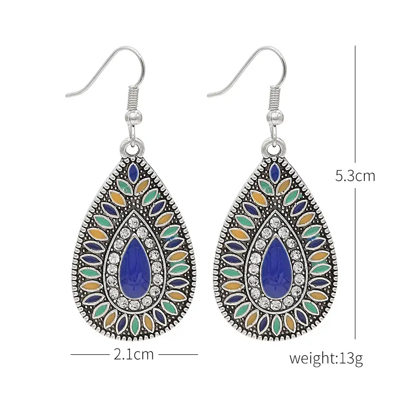 Retro Bohemian Earrings Turquoise Carved Owl Dream Catcher Feather Tassel Earrings Cross-Border Jewelry — feature 26