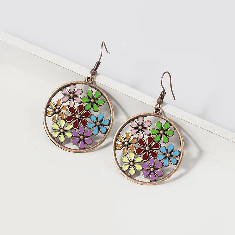 Retro Bohemian Earrings Turquoise Carved Owl Dream Catcher Feather Tassel Earrings Cross-Border Jewelry — feature 37