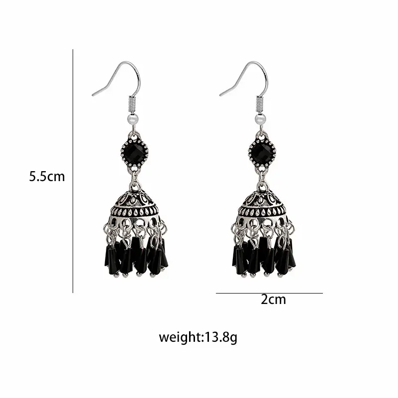Retro Bohemian Earrings Turquoise Carved Owl Dream Catcher Feather Tassel Earrings Cross-Border Jewelry — feature 47