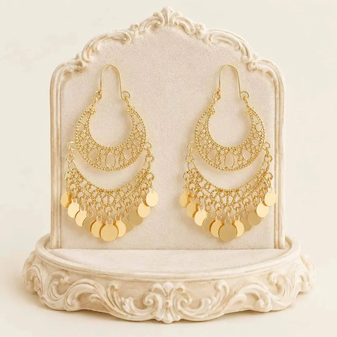 Retro Bohemian Earrings Turquoise Carved Owl Dream Catcher Feather Tassel Earrings Cross-Border Jewelry
