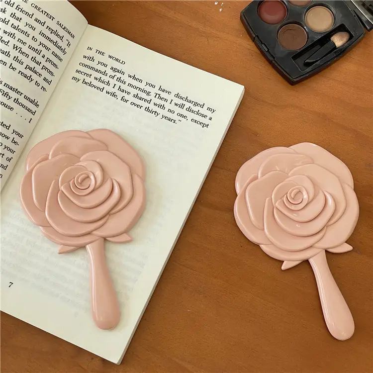 Portable Mini Makeup Mirror Rose Design for Girls - Image 3