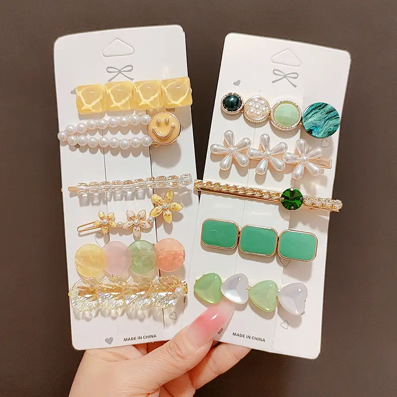 Women's Heart & Pearl Hairpins Set for Girls