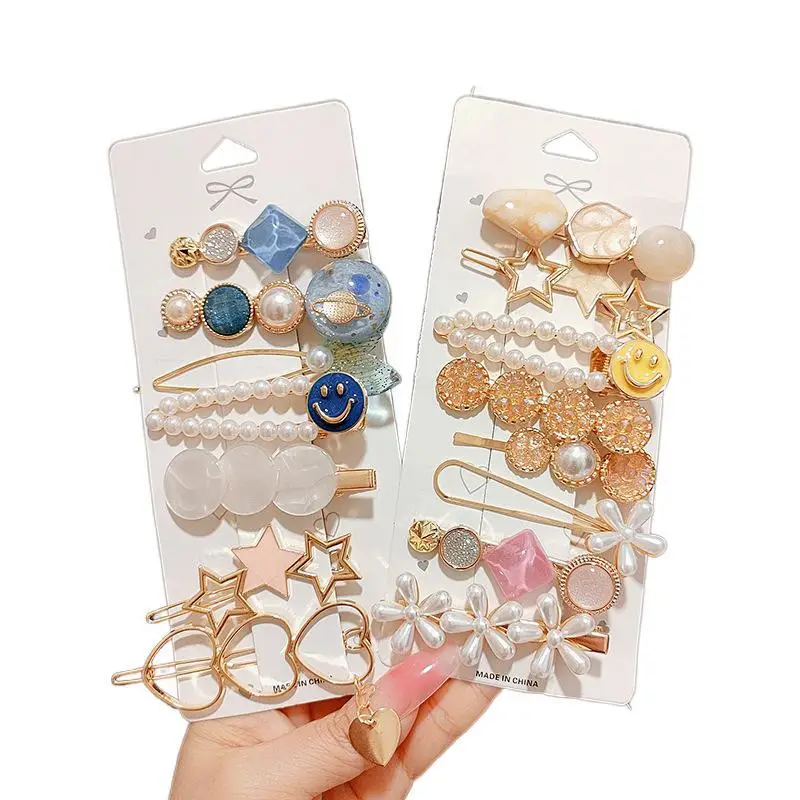Women's Heart & Pearl Hairpins Set for Girls